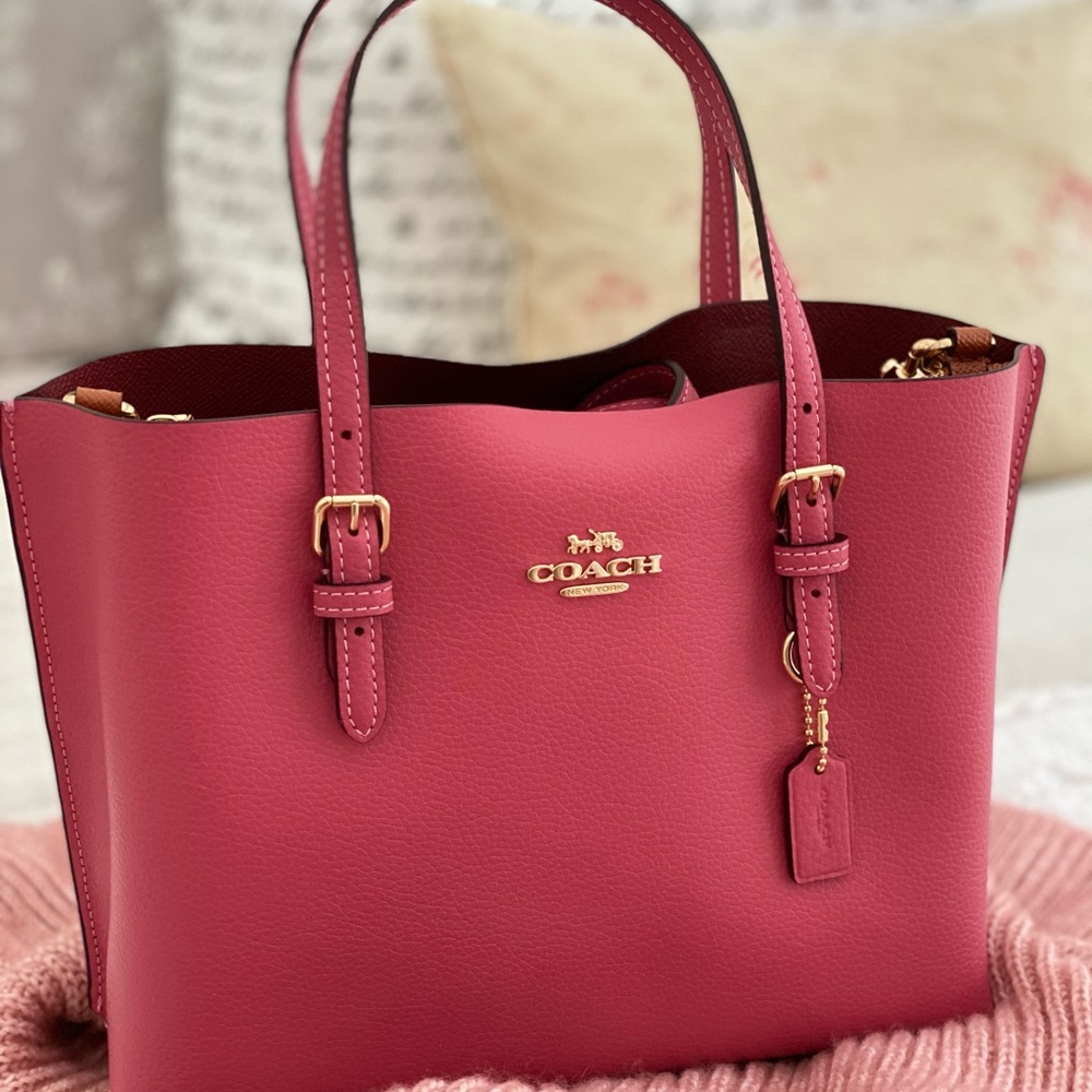 ๐ COACH | Pink Strawberry Haze Mollie Tote 25 Crossbody Shoulder Bag Purse - Picture 3 of 16